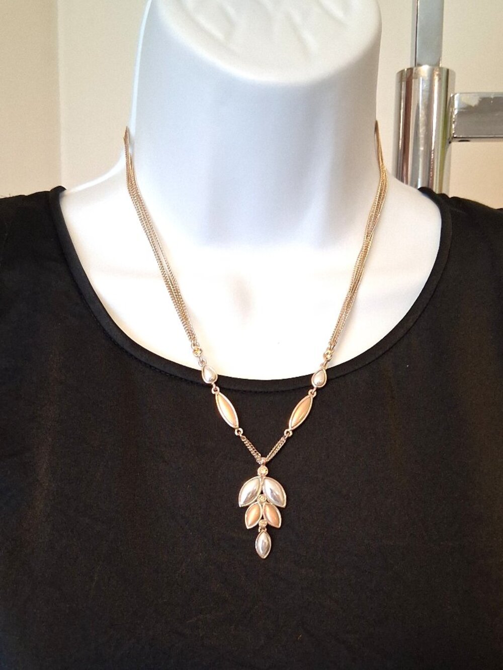 Emma James Tri-Colored Yellow Silver Rose Gold-Plated Elegant Pendant Necklace